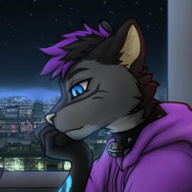 Cropped photo of my fursona facing left while on a train